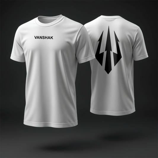Trishul Backprint Tee – (WHITE) | VANSHAK